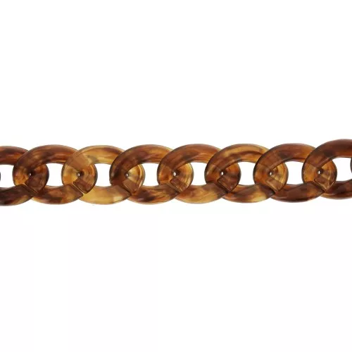 Catena plastica brillante maglie ovali intrecciate 29x21 mm -Scaglie marroni x50cm