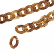 Catena plastica brillante maglie ovali intrecciate 29x21 mm -Scaglie marroni x50cm