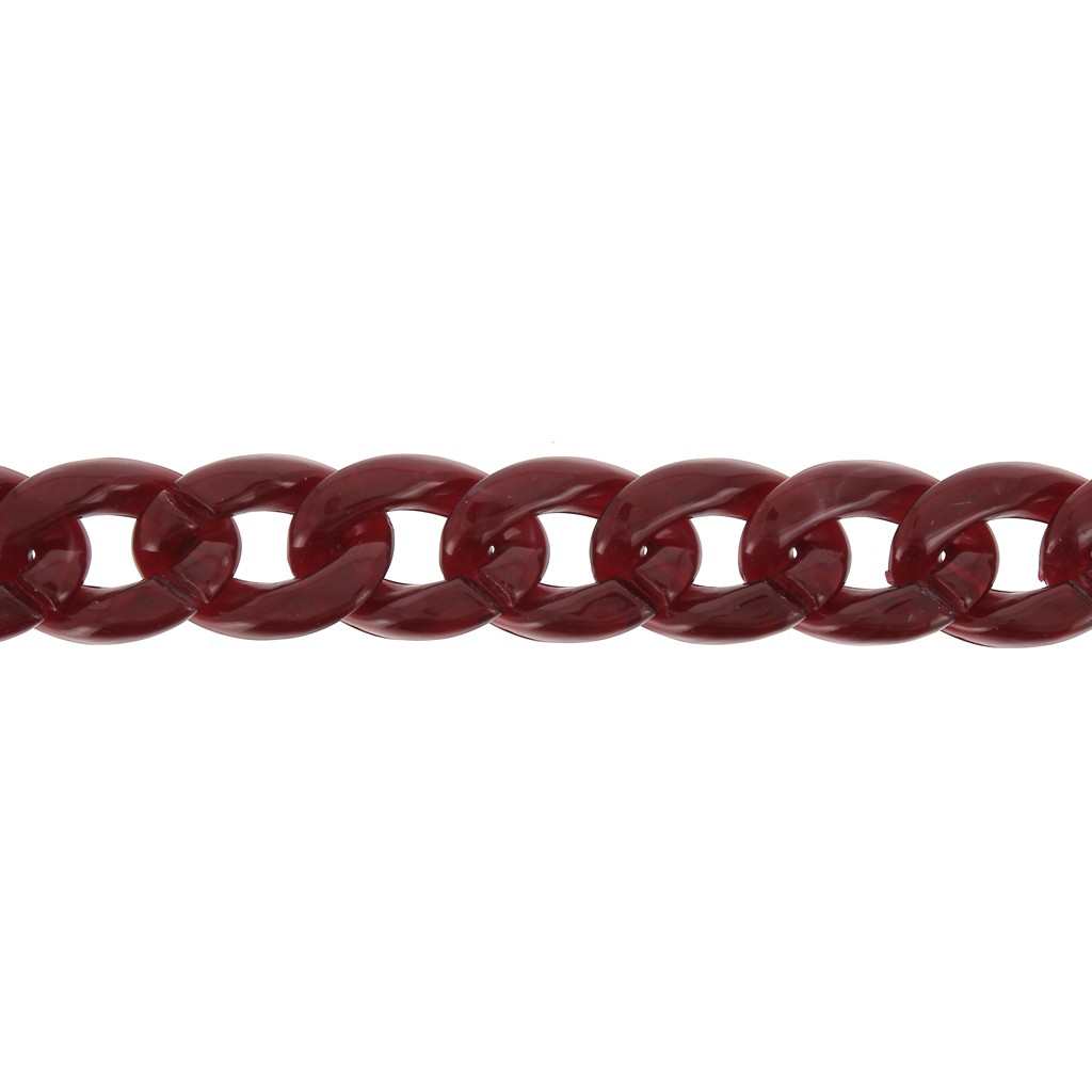 Catena plastica brillante maglie ovali intrecciate 29x21 mm - Bordeaux x50  cm - Perles \u0026 Co