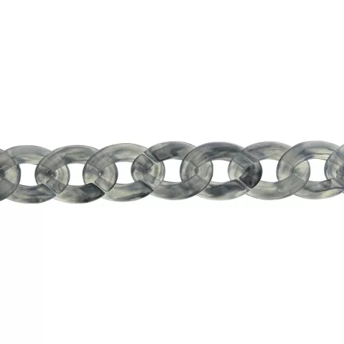 Catena plastica brillante maglie ovali intrecciate 29x21 mm - Grigio nuvola x50 cm