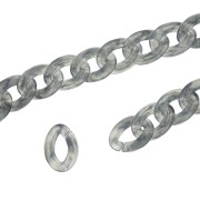 Catena plastica brillante maglie ovali intrecciate 29x21 mm - Grigio nuvola x50 cm