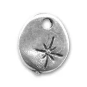 Ciondolo martellato stella mm. 13 Placcatura argento antico x1