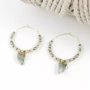 Pendente con pietra sintetica 20 mm imitazione Aventurina rossa/Dorato x1