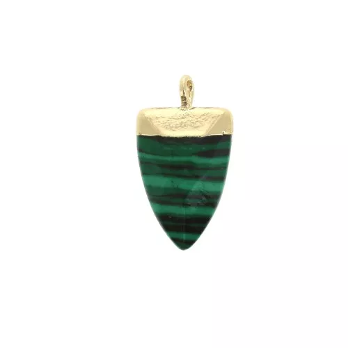 Pendente con pietra sintetica 18 mm Malachite / Dorato x1