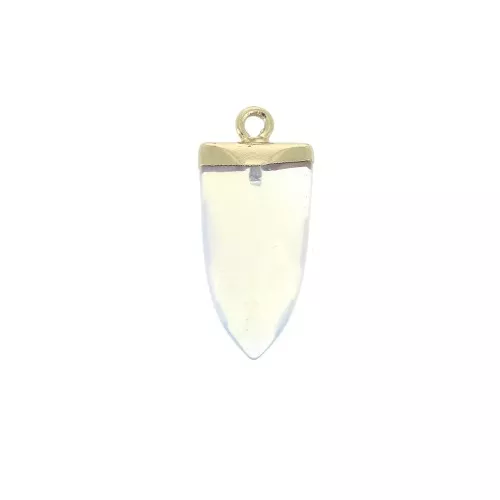 Pendente con pietra sintetica  25 mm White Opal / Dorato x1