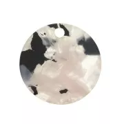 Ciondolo tondo in plexiglas 19 mm maculato Beige / Nero x1