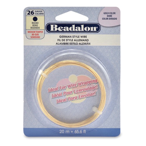 Filo tondo in ottone 0,41 mm - German Style Wire - Dorato x 20 m