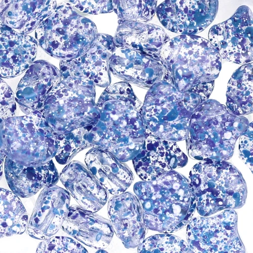 Perline in vetro Ginko Duo 2 fori 7.5x7.5 mm Confetti Splash Indigo x10g
