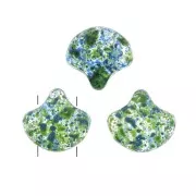 Perline in vetro Ginko Duo 2 fori 7.5x7.5 mm Confetti Splash Blue Green x10g