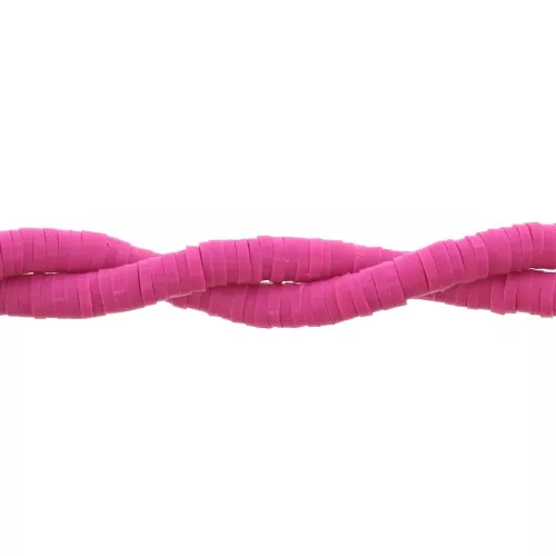 Perle rondelle in pasta polimerica Heishi 3,5x1 mm Fucsia x45 cm