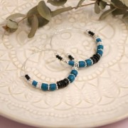 Perle rondelle in pasta polimerica Heishi 3x1 mm blu pavone x45 cm