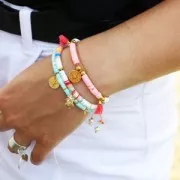 Perle rondelle in pasta polimerica Heishi 3x1 mm Grigio chiaro x39 cm