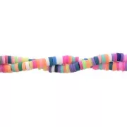 Perles Heishi rondelles  en pâte polymère 3x1 mm Multicolore Fluo x39 cm