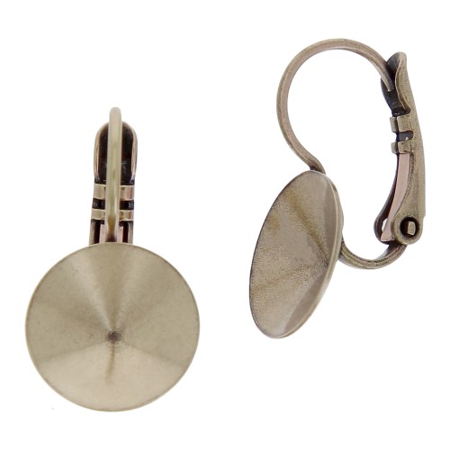 Orecchini con ganci chiusi castone cabochon 1122 Rivoli mm. 10 mm bronze x2