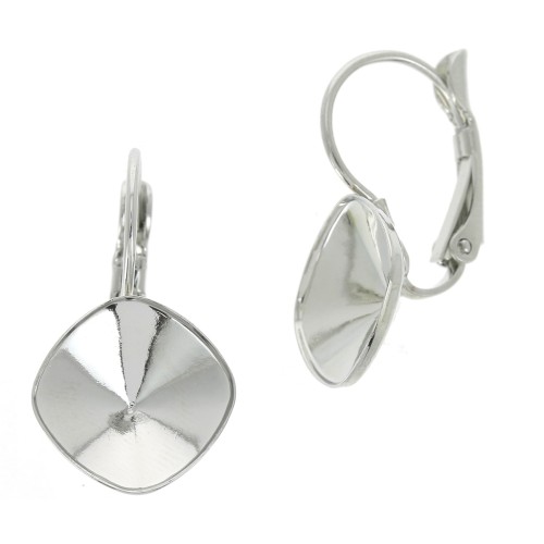 Orecchini a gancio chiuso porta cabochon da incollare 4470 12 mm - rodiato x2