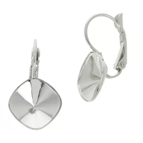 Orecchini a gancio chiuso porta cabochon da incollare 4470 12 mm - rodiato x2