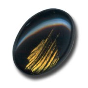 Cabochon mm. 25x18 Jet/Gold x1|raw }}