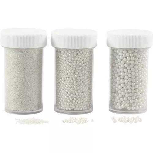 Assortimento di mini biglie in vetro da 0.6 a 3 mm - Perlato x3