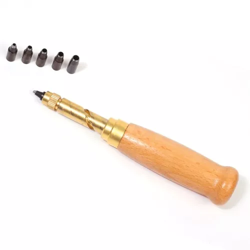 Giravite/Perforatrice con 6 punte per cuoio e pasta Fimo effetto cuoio x1