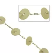 Catena maglie alternate rettangoli/dischi 7 mm - Dorato satinato x50 cm