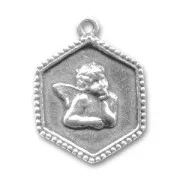 Pendente angelo mm. 23 Argentato antico x1