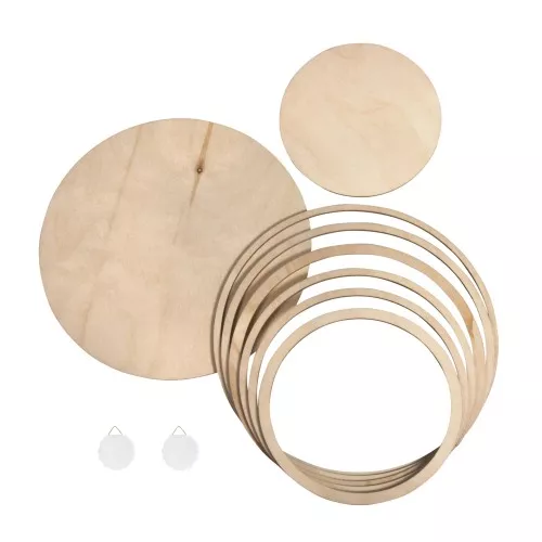 assortimento di cerchi di legno e di dischi di legno x8
