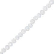 Perla rotonda appiattita sfaccettata 4x3 mm Pietra semipreziosa bianca x39cm|raw }}