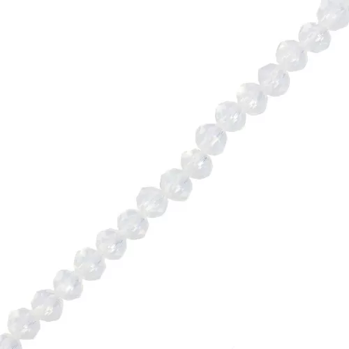 Perla rotonda appiattita sfaccettata 4x3 mm Pietra semipreziosa bianca x39cm