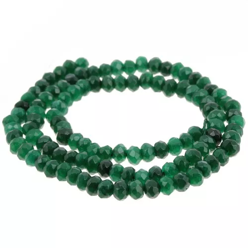 Pietra semipreziosa rotonda appiattita sfaccettata 4,5x3 mm - Quarzo verde x35 cm