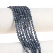 Pietra semipreziosa appiattita rotonda sfaccettata 4x3 mm - Quarzo blu navy x35cm