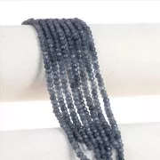 Pietra semipreziosa appiattita rotonda sfaccettata 4x3 mm - Quarzo blu navy x35cm