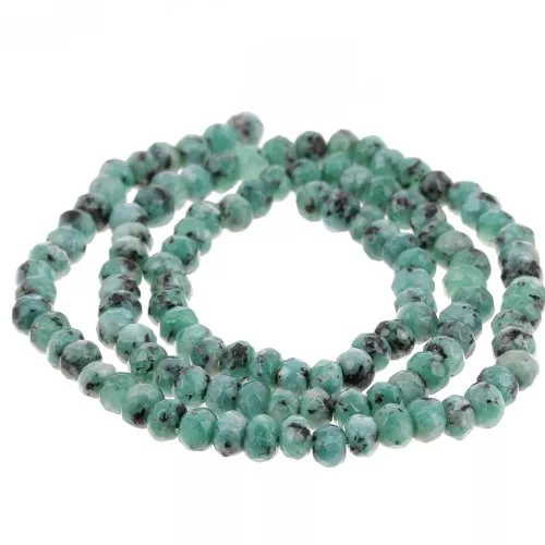 Perle appiatite sfaccettate 4x3 mm pietra tinta - Quarzo Verde turchese x35cm