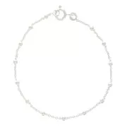 Bracciale maglia forzantina alternata con perline 2.5 mm Argento 925 x17cm