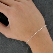 Bracciale maglia forzantina alternata con perline 2.5 mm Argento 925 x17cm
