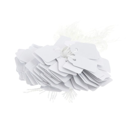 Etichette per prezzi 23x13 mm in carta con cordino - Bianche x100
