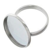 Anello per cabochon retro piatto 20 mm in acciaio inox x1|raw }}