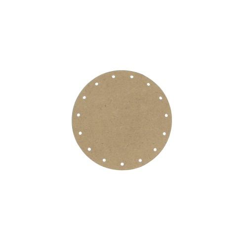 Base ronde percée en fibre de bois 15 trous pour panier à tisser 10 cm Naturel x1