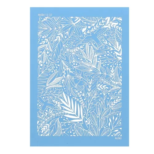 Silk Screen Moiko per pasta polimerica 74x105 mm Foglie tropicali 12.02