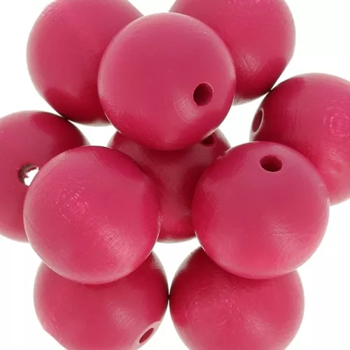 Perla tonda in legno mm. 20 Fucsia x5