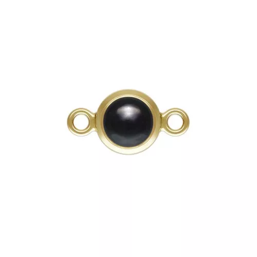 Distanziatore rotondo 4,6 mm Imitazione Onice Nero - Gold filled (oro laminato) x1