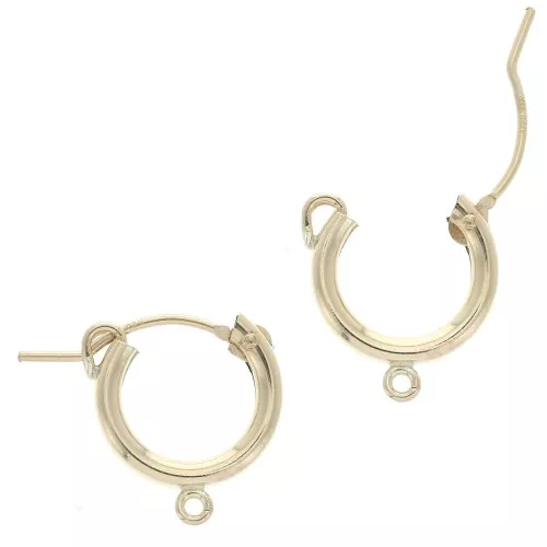 Orecchini a cerchio da 13 mm con anello aperto - Filo da 2,3 mm - Gold filled x2