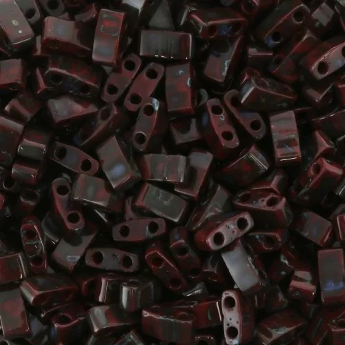 Miyuki Half Tila Beads 5x2.3x1.9mm HTL-4521 - Opaque Red Picasso x10g