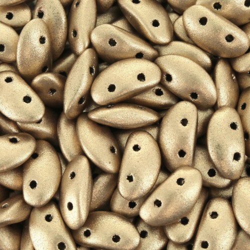 Perline in vetro MobyDuo 2 fori  3x8 mm Gold Mat x50