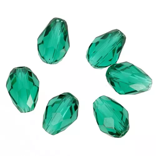 Perline a goccia in vetro sfaccettato 6x8 mm - Smeraldo x20