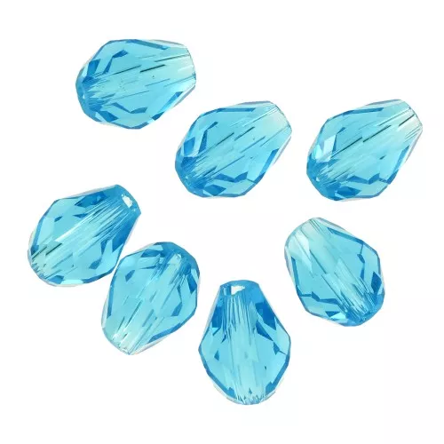 Perline a goccia in vetro sfaccettato 6x8 mm - Acquamarina x20