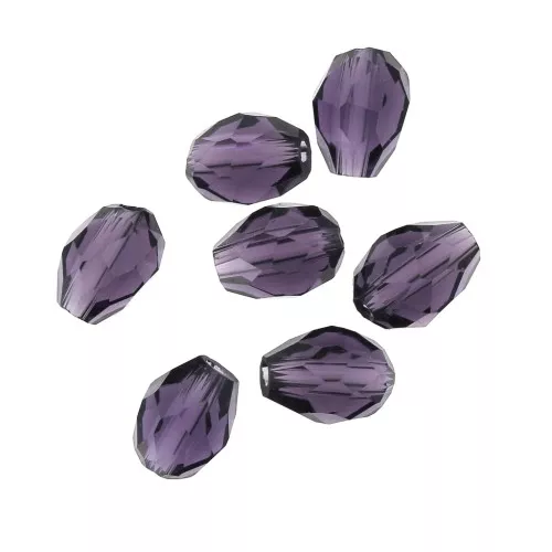 Perline a goccia in vetro sfaccettato 6x8 mm - Dark Amethyst x20