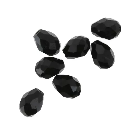 Perline a goccia in vetro sfaccettato 6x8 mm - Jet x20