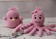 Perle in silicone 15 mm per porta-ciuccio - Mix Rosa / Bianco x7