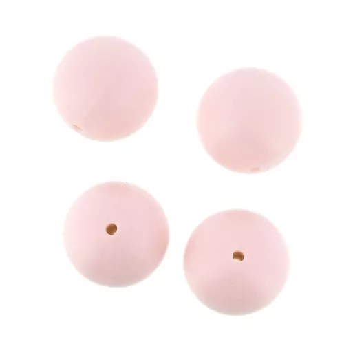 Perle in silicone 18 mm per porta-ciuccio - Rosa pastello x4