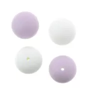 Perle in silicone 18 mm per porta-ciuccio - Lavanda/bianco x4